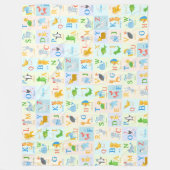 かわいいABCアニマルアルファベットパターン（名） フリースブランケット (正面)