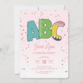かわいいABC学校3歳の誕生日パーティー 招待状 (正面)
