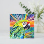 かわいいAI生成された水色スタイルグリーンオウム (スタンド正面)