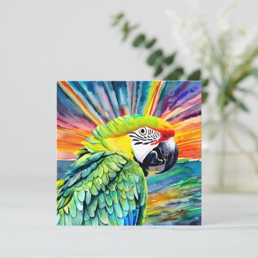 かわいいAI生成された水色スタイルグリーンオウム (スタンド正面)