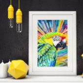 かわいいAI生成された水色スタイルグリーンオウム ポスター