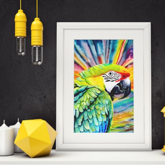 かわいいAI生成された水色スタイルグリーンオウム ポスター