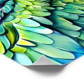 かわいいAI生成された水色スタイルグリーンオウム ポスター (角)