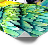 かわいいAI生成された水色スタイルグリーンオウム ポスター (角)