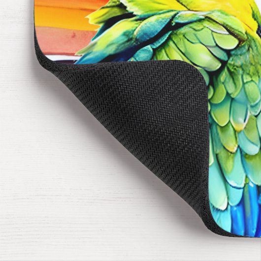 かわいいAI生成された水色スタイルグリーンオウム マウスパッド (コーナー)