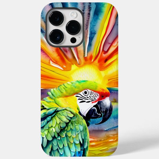 かわいいAI生成された水色スタイルグリーンオウム Case-Mate iPhoneケース (裏面)