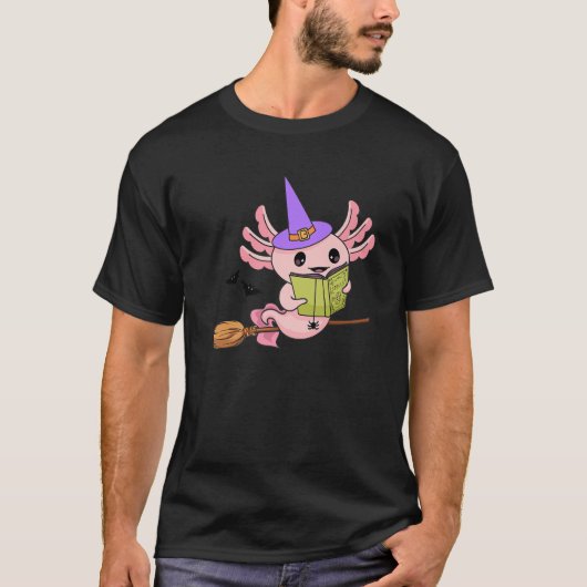 かわいいAxolotlハロウィーン、Axolotl魔女キャストSpe Tシャツ (正面)