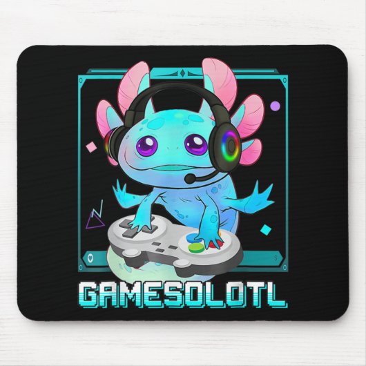 かわいいAxolotl恋人Gamesalotlゲーミングアクソロットキッズ マウスパッド (正面)