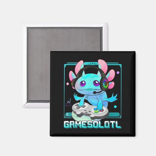 かわいいAxolotl恋人Gamesalotlゲーミングアクソロットキッズ マグネット (正面/裏面)