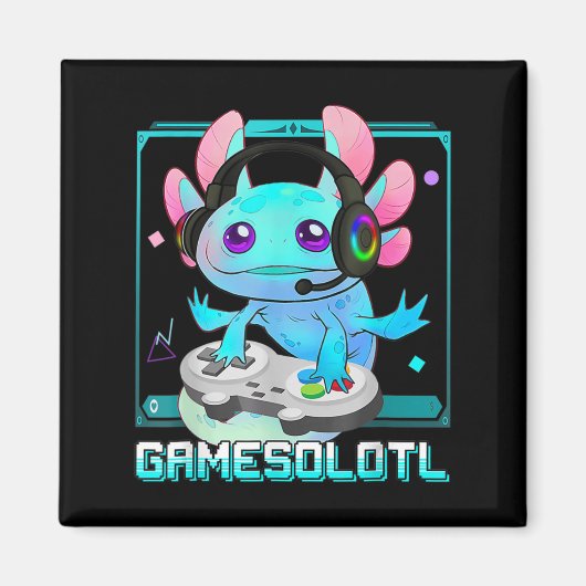 かわいいAxolotl恋人Gamesalotlゲーミングアクソロットキッズ マグネット (正面)