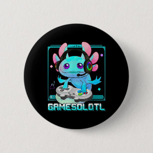かわいいAxolotl恋人Gamesalotlゲーミングアクソロットキッズ 缶バッジ