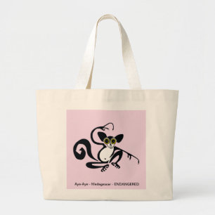 かわいいAYE-AYE – 絶滅危惧動物 – lemur – ピンク ラージトートバッグ