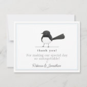 かわいいB/W鳥 – エレガントシンプルなウェディングサンキュー ノートカード (正面)