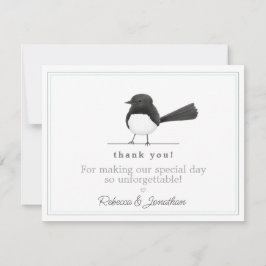 かわいいB/W鳥 – エレガントシンプルなウェディングサンキュー ノートカード