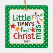 かわいいBabysの初めてのクリスマス写真 セラミックオーナメント (正面)