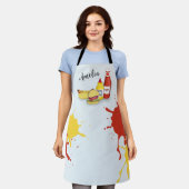 かわいいBBQおもしろいお洒落ハンバーガーホットドッグシンプル エプロン (着用した状態)