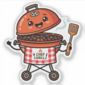 かわいいBBQグリルシェフ かわいい父の日 シール (正面)