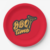 かわいいBBQタイムワードアート ペーパープレート (正面)
