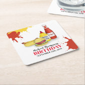 かわいいBBQバースデーパーティーカスタム スクエアペーパーコースター (アングル)