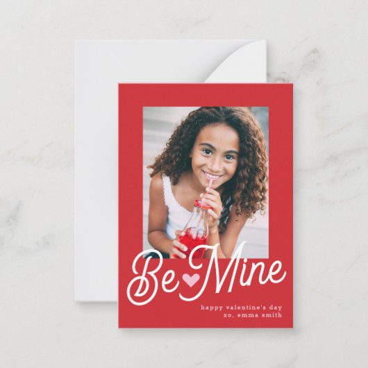 かわいいBe Mineハートバレンタイン教室フォトカード ノートカード (正面)