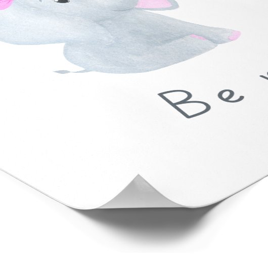 かわいい'Be mine'ベビーガールエレファントウォールアート ポスター (角)
