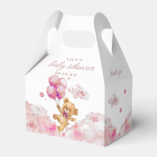 かわいいbearly待ちピンクの女の子の赤ちゃんシャワー フェイバーボックス (裏面サイド)