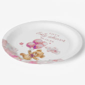 かわいいbearly待ちピンクの女の子の赤ちゃんシャワー ペーパープレート (アングル)
