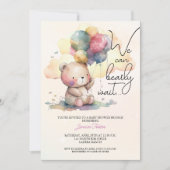 かわいいbearly待ち女の子の赤ちゃんシャワー 招待状 (正面)