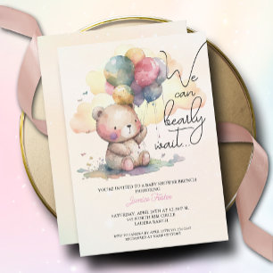 かわいいbearly待ち女の子の赤ちゃんシャワー 招待状