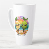かわいいBFF引用文レモンとライムキャラクターサンセット カフェラテマグ (左アングル)