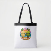 かわいいBFF引用文レモンとライムキャラクターサンセット トートバッグ (正面)