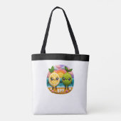 かわいいBFF引用文レモンとライムキャラクターサンセット トートバッグ (裏面)