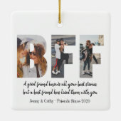 かわいいBFF 3フォトコラージュ最高のフレンドベスティーズ引用文 セラミックオーナメント (裏面)