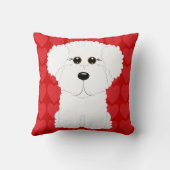 かわいいBichon Friseおよびハートの装飾用クッション クッション (裏面)