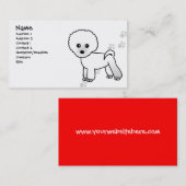 かわいいBichon Frise犬の名刺-赤 名刺 (正面/裏面)