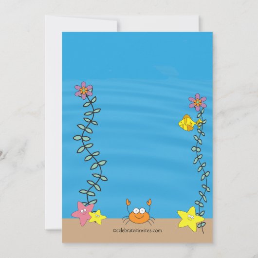 かわいいBloneの人魚の誕生日の招待状 招待状 (裏面)