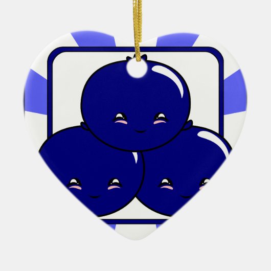 かわいいBlueberry Basket (Boy) セラミックオーナメント (正面)