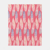 かわいいbohoパターンパステルはアートに羽をつけます フリースブランケット (正面)