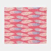 かわいいbohoパターンパステルはアートに羽をつけます フリースブランケット (正面(横))