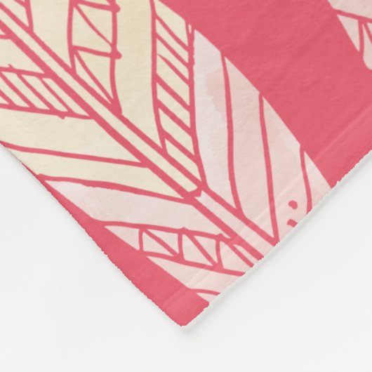 かわいいbohoパターンパステルはアートに羽をつけます フリースブランケット (角)