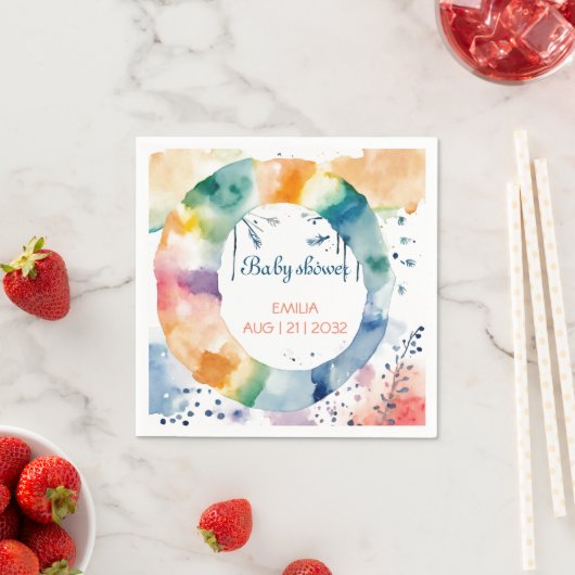 かわいいBOHOベビーシャワーカスタム スタンダードカクテルナプキン (インサイチュ)