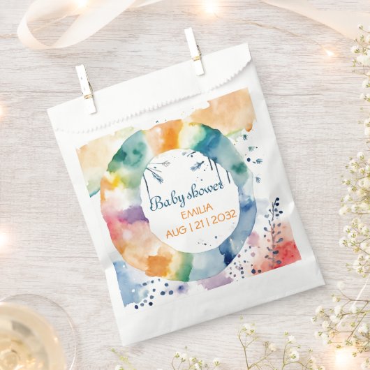 かわいいBOHOベビーシャワーカスタム フェイバーバッグ (クリップ留めされた状態)