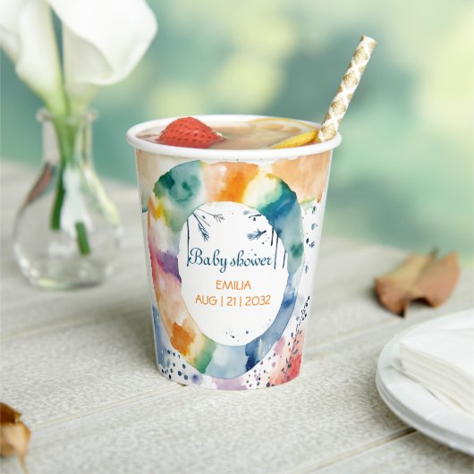 かわいいBOHOベビーシャワーカスタム 紙コップ (インサイチュ)