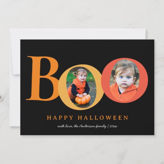 かわいいBOOハロウィーン2 2枚フォトホリデーカード シーズンカード (正面)