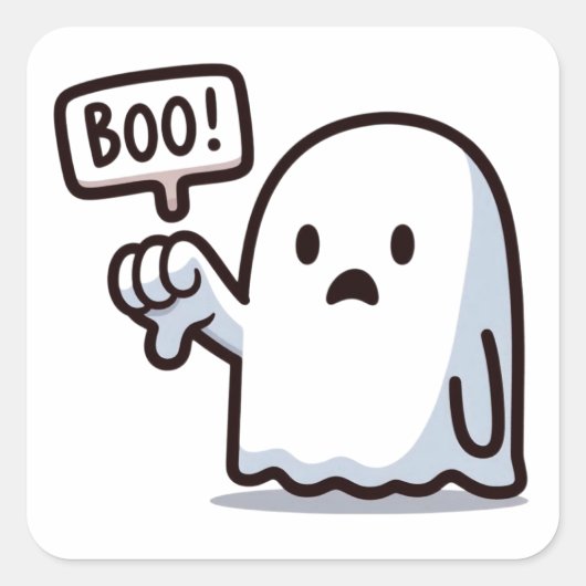 かわいいBOO!幽霊の拇印 スクエアシール (正面)