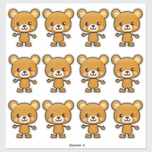 かわいいBrown Bear_GC – シール (シート)