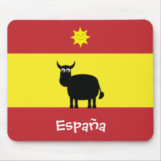 かわいいBull及び微笑の日曜日のスペインのな旗 マウスパッド