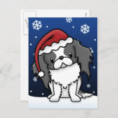 かわいいBWの日本人のChinのクリスマスの郵便はがき シーズンポストカード (正面/裏面)