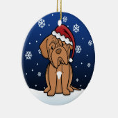 かわいいCartoon Dogue de Bordeaux Christmas セラミックオーナメント (右)
