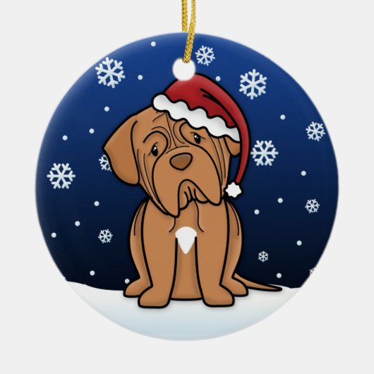 かわいいCartoon Dogue de Bordeaux Christmas セラミックオーナメント (正面)